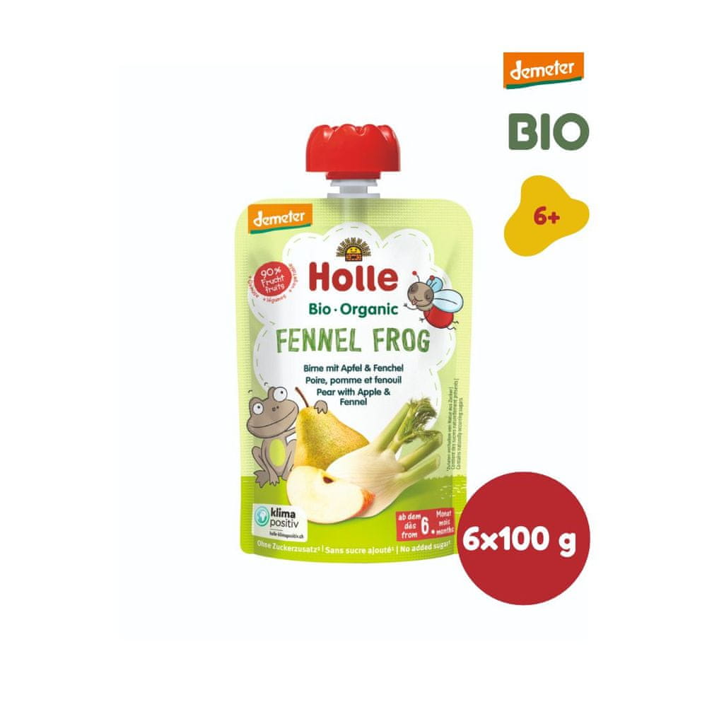 Holle Bio Fennel Frog 100% pyré hruška - jablko - fenikel 6 x 100g